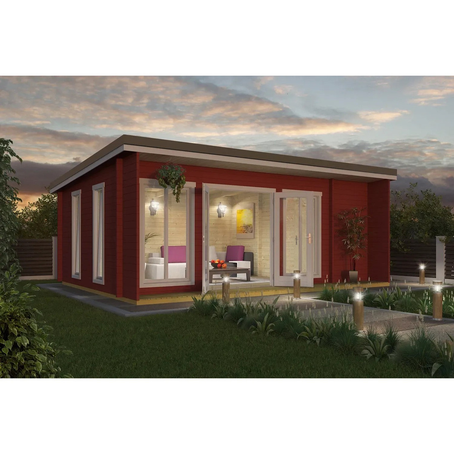 Lasita MAJA Gartenhaus Japan in Blockbohlenbauweise mit Pultdach, Schwedenrot, B/H/T: 648 x 250,8 x 470 cm - Bild 2