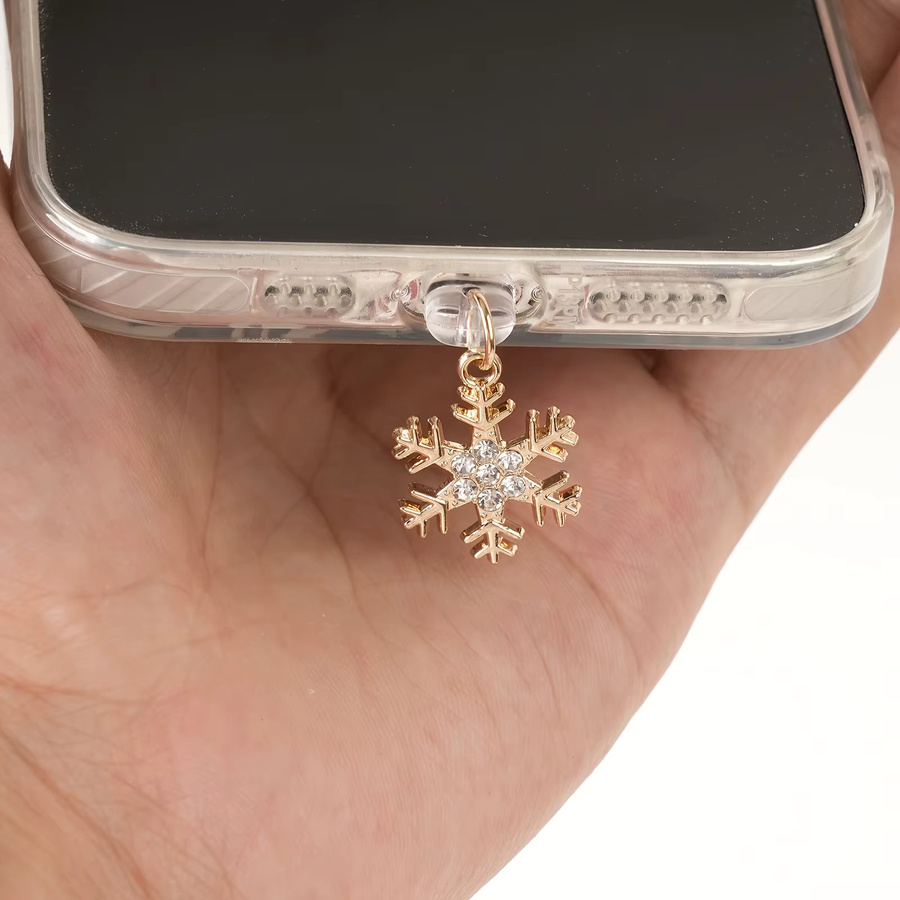 Schneeflocken-Charm Staubschutz für iPhone und Typ-C Geräte als Weihnachtsdekoration - Bild 3