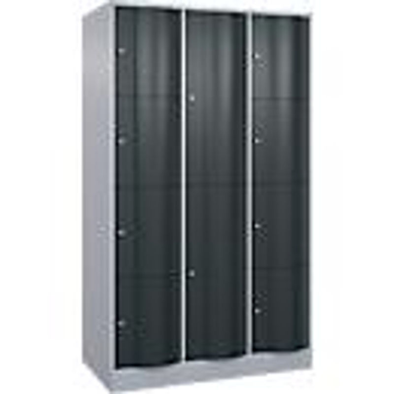 C+P Kombi-Schließfachschrank Resisto mit 3 Abteilen und 12 Fächern, Weißaluminium/Anthrazitgrau, B/T/H: 114,8 x 64,0 x 195,0 cm - Bild 2