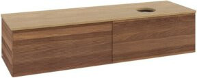 V&B Waschtischunterschrank Antao mit Frontstruktur und Beleuchtung in Warm Walnut, B: 160 cm, T: 50 cm - Bild 1
