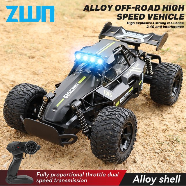 ZWN RC Auto, Off-Road Hochgeschwindigkeitsfahrzeug, mit LED-Leuchten, Metall, Orange - Bild 1