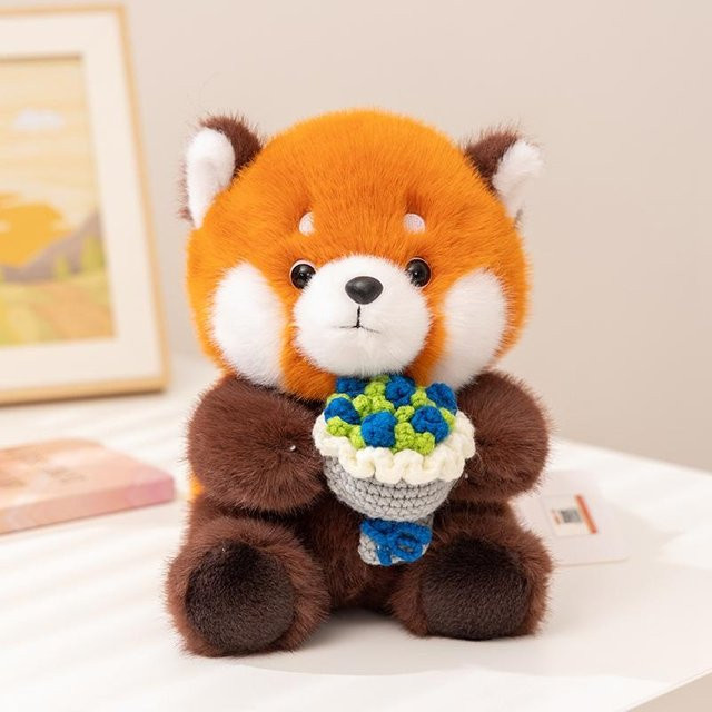 Linyi toy Roter Panda mit Blumenstrauß, Plüschtier, Rot, Bunt / Mehrfarbig - Bild 1