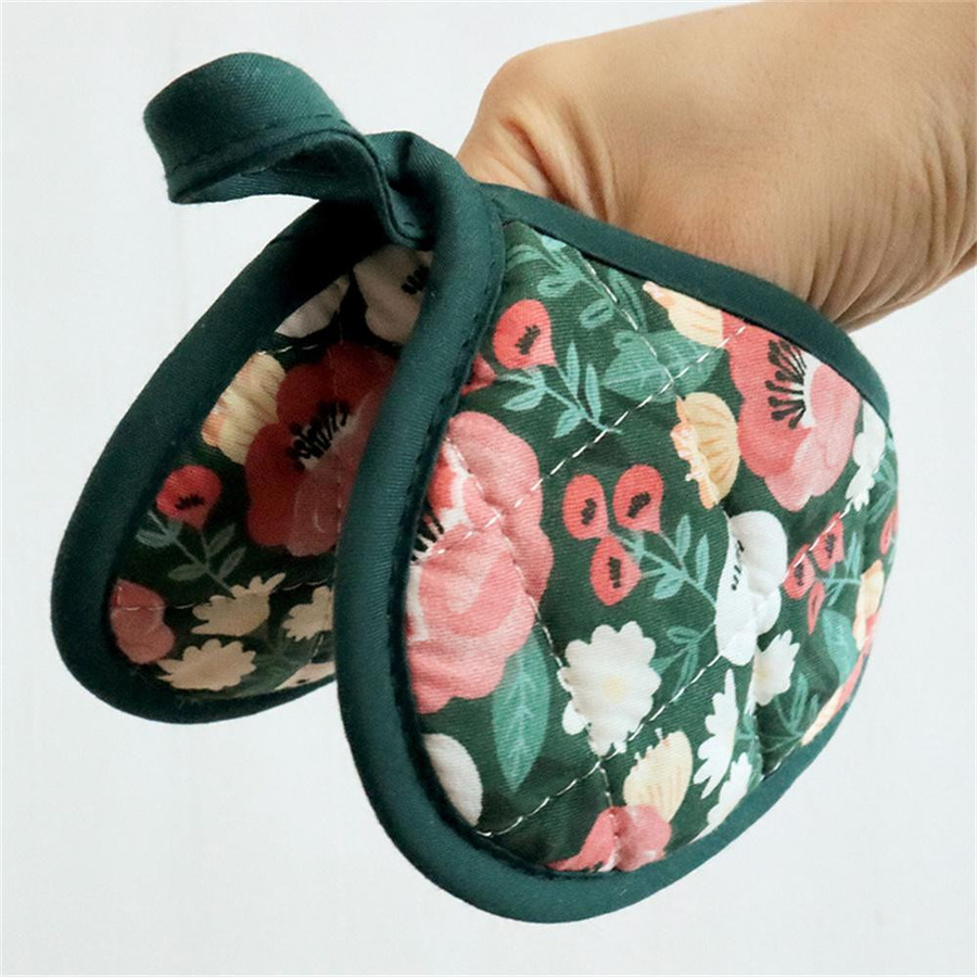 Hitzebeständiger Handclip zum Backen und Grillen aus Baumwolle im japanischen Stil, verbrühungssicherer Topflappen für dein Küchenzubehör in Grün, Braun oder Blau - Bild 2