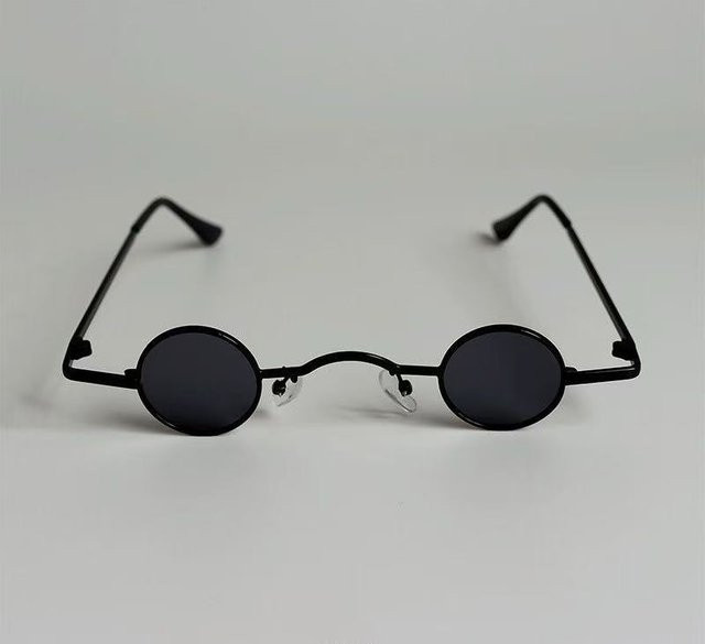 Retro-Sonnenbrille, rund, Vollrand, Metall, black, Unisex - Bild 1