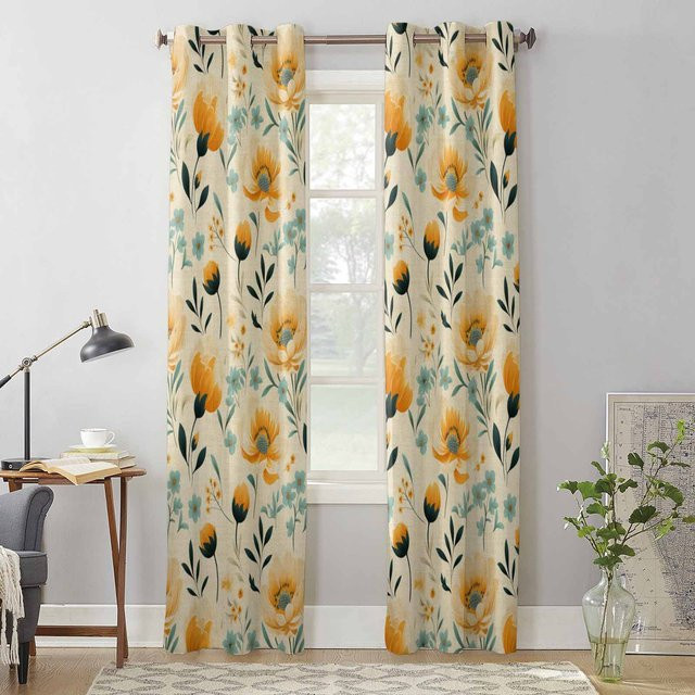 Super Six Vintage Fenstervorhang mit Blumenmuster in Beige, Breite: 135 cm, Höhe: 60 cm - Bild 1
