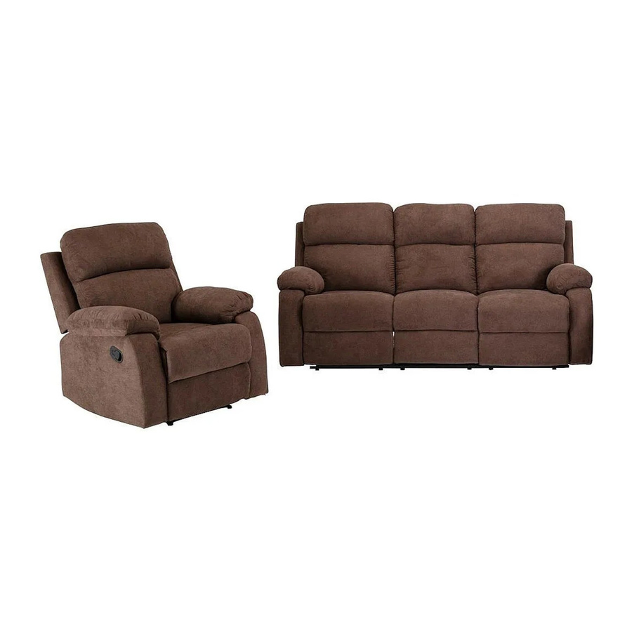 Vente-unique Couchgarnitur Tolzano mit Sessel in Braun aus Stoff, Breite: 201 cm, Tiefe: 91 cm - Bild 2