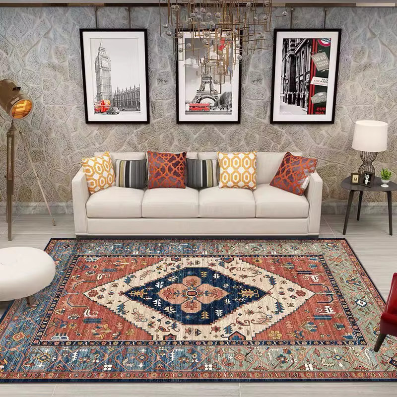 VIKAMA Ethno-Teppich im amerikanischen Retro-Stil, waschbarer Teppich für Wohnzimmer und Schlafzimmer, mehrfarbig - Bild 2