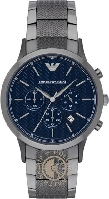 Emporio Armani Chronograph, Edelstahl, Blau, Quarz, Herren - Bild 1