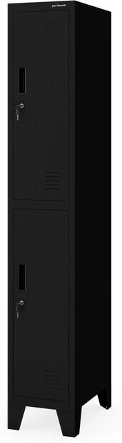 Jan Nowak Garderobenschrank Bartek 1 Plus in Schwarz aus Stahl mit Kleiderstange und Schloss, Höhe: 172 cm, Breite: 29 cm, Tiefe: 45 cm - Bild 1