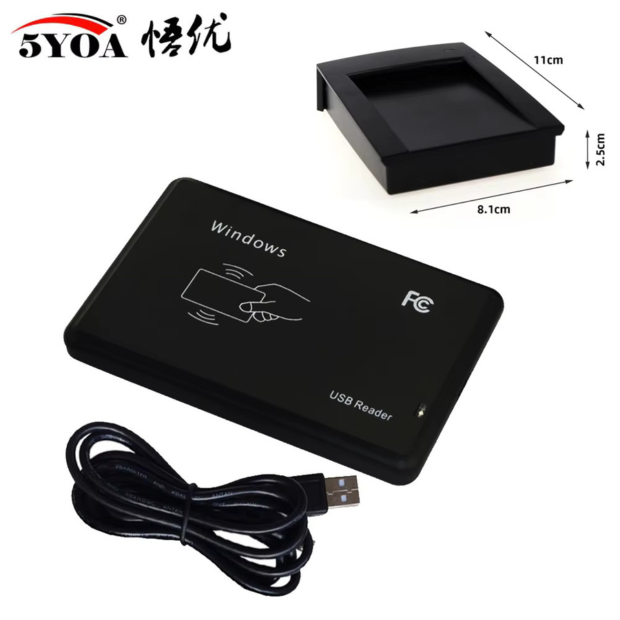 5YOA RFID-Lesegerät 125 kHz USB-Näherungssensor für EM4100 Smartcards zur Zugangskontrolle, Schwarz - Bild 2