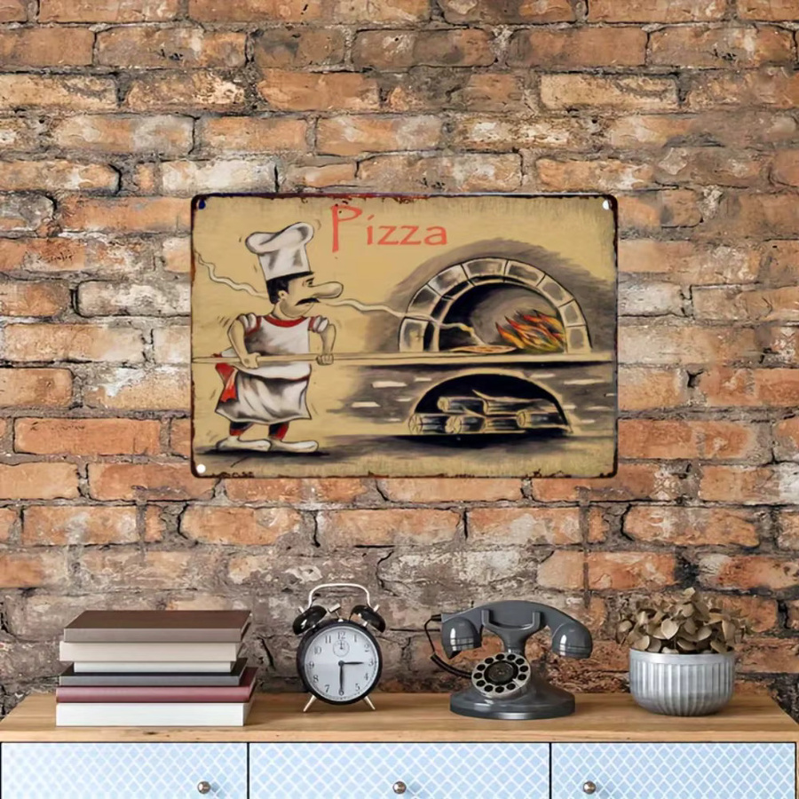 Vintage Pizza-Maker Wandkunst aus Metall von Hello Young im italienischen Stil mit Wandbehanghalterung, B/H: 30 x 20 cm - Bild 5