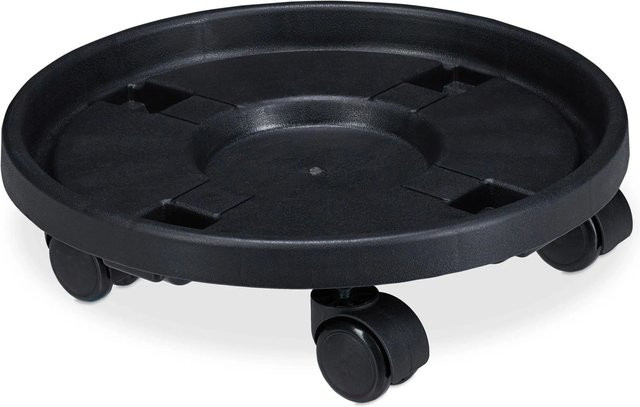 Relaxdays Pflanzenroller aus Kunststoff in Schwarz, 2er Set, Durchmesser: 35,5 cm, Höhe: 10 cm - Bild 1