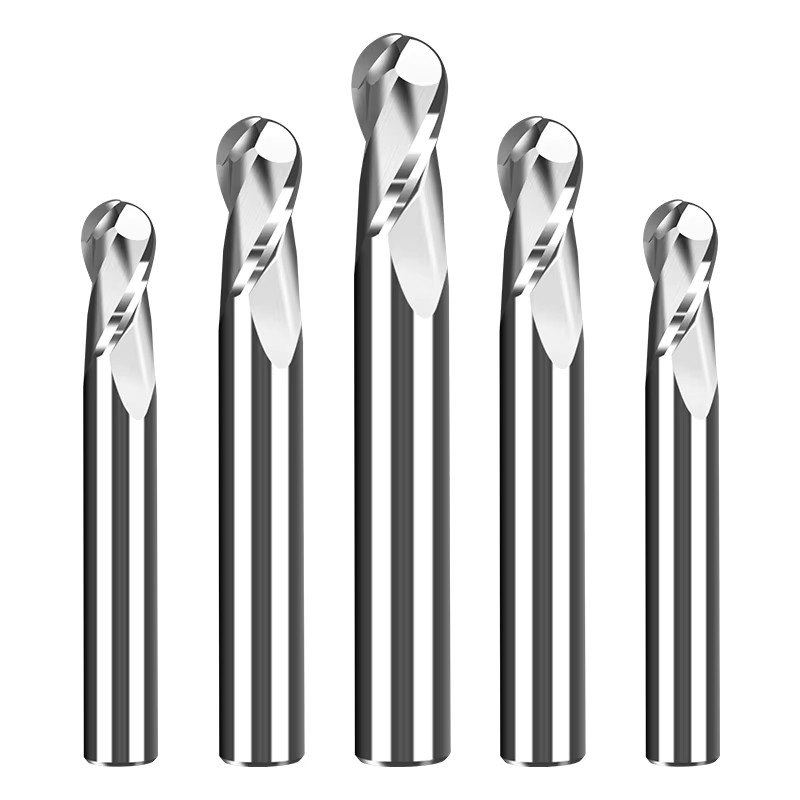 HUHAO Kugelkopffräser aus Hartmetallstahl mit 2 Schneiden für CNC-Maschinen, Farbe: Silber, Material: Edelstahl - Bild 6