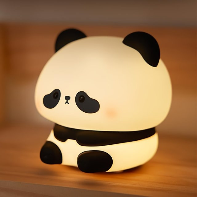 Aufladbares Panda Nachtlicht aus Silikon in Weiß und Schwarz mit warmweißem Licht und Touch-Bedienung - Bild 1