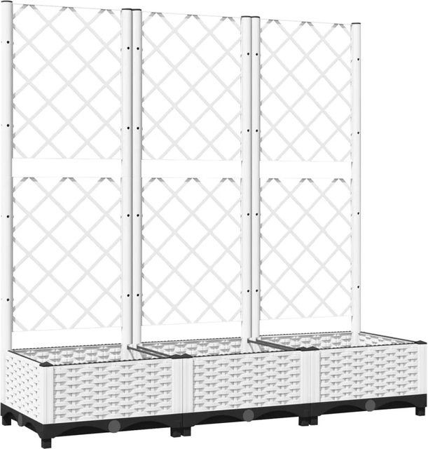 vidaXL Pflanzkübel mit Rankgitter Weiß B/T/H: 120 x 40 x 121,5 cm - Bild 1