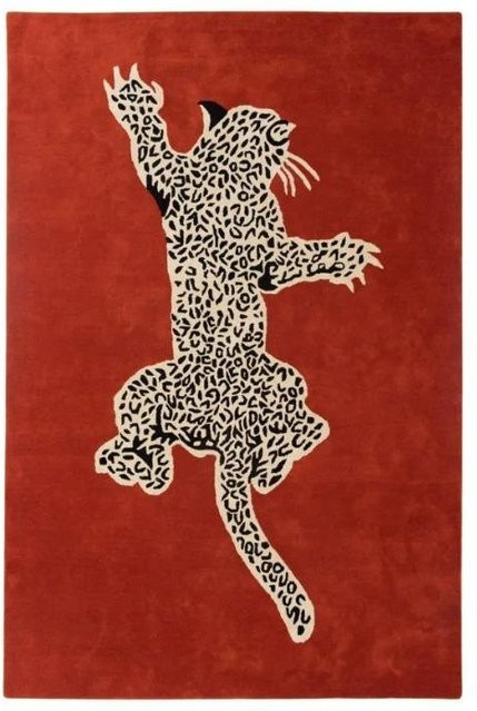 Vestige of Water Boho Vintage Teppich mit Tiger-Dschungel-Motiv, rot, B/B: 120 x 160 cm - Bild 1