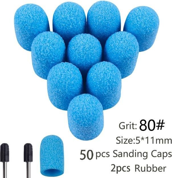 Feecy Schleifkappen für Maniküre und Pediküre, 50 Stück, Blau - Bild 1