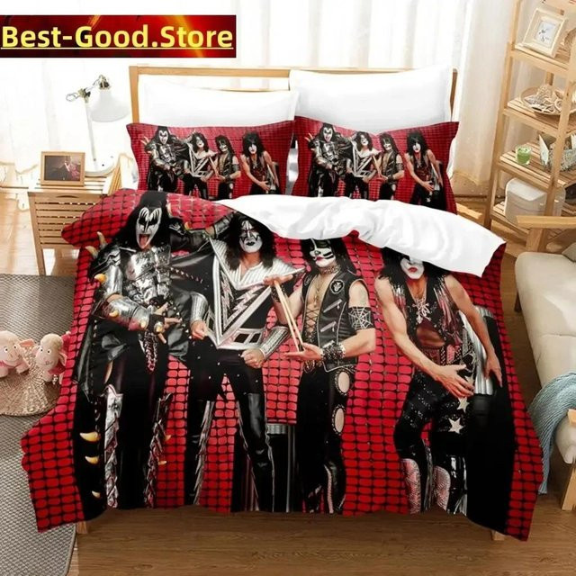 Kiss Band Bettwäsche Set mit Kissenbezügen, Mehrfarbig, B/H: 172 x 218 cm - Bild 1