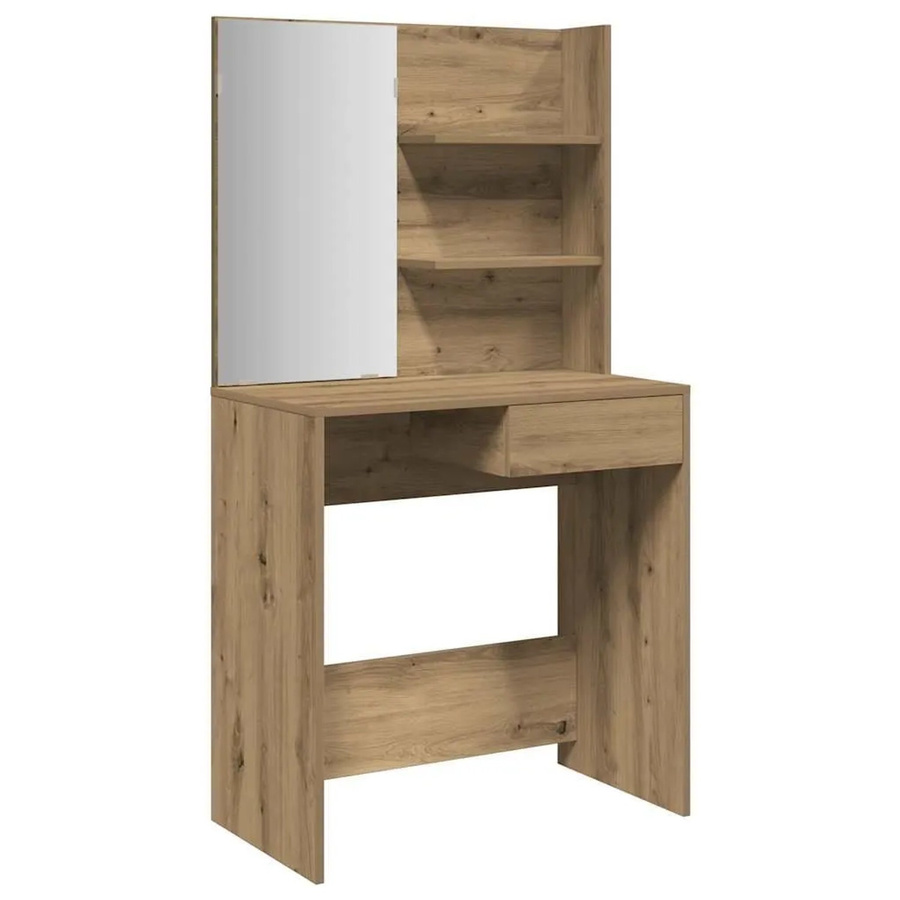 vidaXL Schminktisch mit Spiegel in Artisan-Eiche, modern, B/T/H: 74,5 x 40 x 141 cm - Bild 2