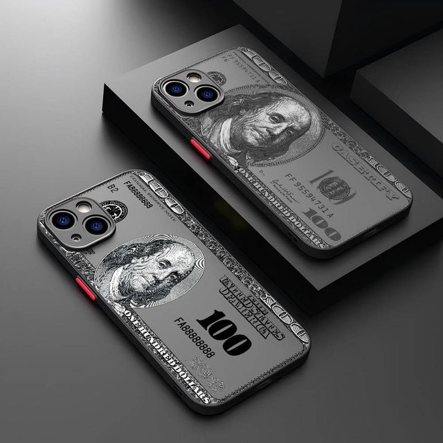 Potdemiel Handyhülle mit USD Dollar Design für iPhone 11 12 13 14 Pro Max Mini und XS XR X Plus 7 8 in Transparent Matt - Bild 1