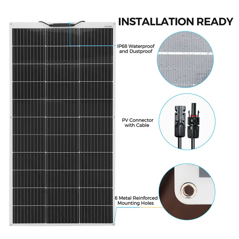 WUZECK Flexible Solarzelle 12V Photovoltaikmodul 120W Schwarz für Wohnmobile, Wohnwagen und Boote - Bild 2