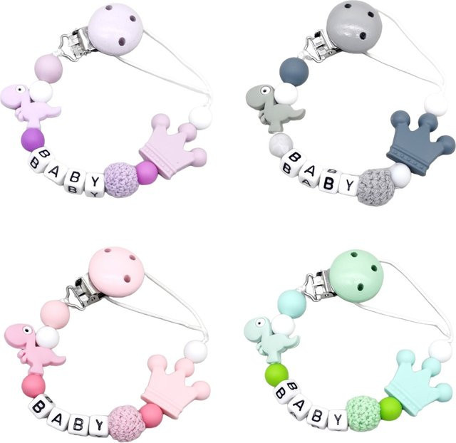 Panplay Schnuller-Clip Kette aus Silikon mit Blumen-Design, BPA-frei, Mehrfarbig/Grün, Spielzeug für Neugeborene und Kleinkinder - Bild 1