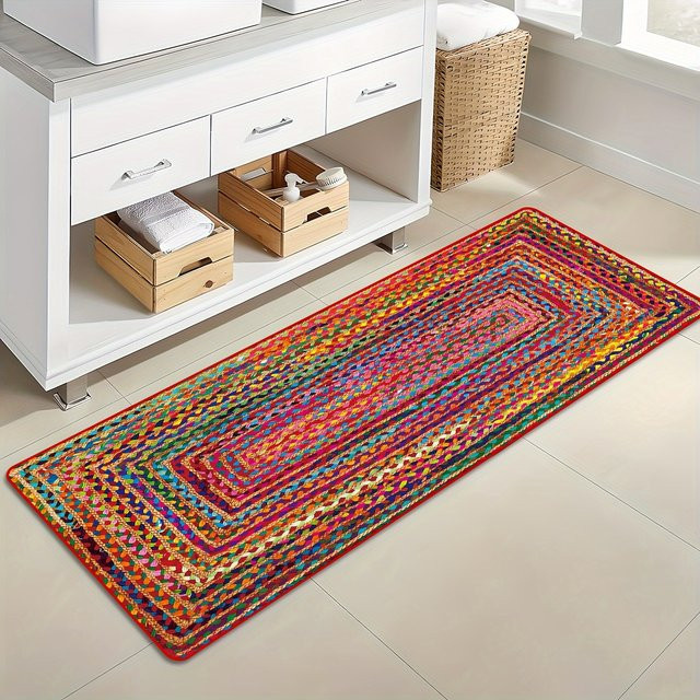 VIKAMA Vintage-Küchenteppich im Boho-Stil, rechteckig, Mehrfarbig, B/T/H: 60 x 40 x 1 cm - Bild 1