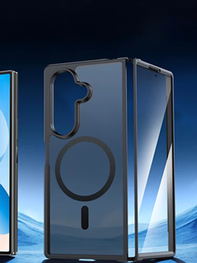 UYUXIO Magnetische Schutzhülle für Samsung Galaxy Z Fold 7, durchscheinend, Schwarz - Bild 4