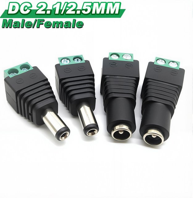 4er-Set DC-Adapter Set mit männlichen und weiblichen Barrel-Steckern, 12 V DC, Farbe: Schwarz, Maße: 2,1 mm x 5,5 mm und 2,5 mm - Bild 1