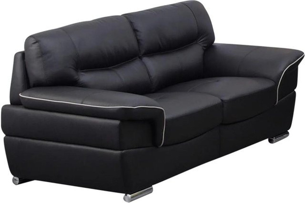Vente-unique Sofa Thibault in Schwarz mit Rindsleder und Kunstleder, Breite: 168 cm