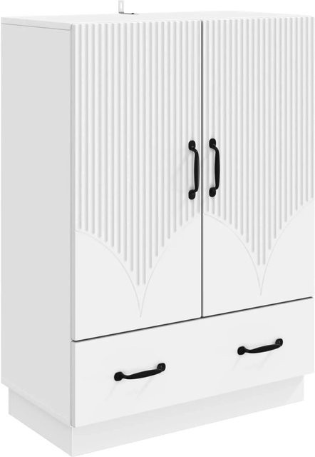 vidaXL Sideboard mit Schubladen in Weiß aus Holzwerkstoff, B/T/H: 66 x 34,5 x 92 cm - Bild 1