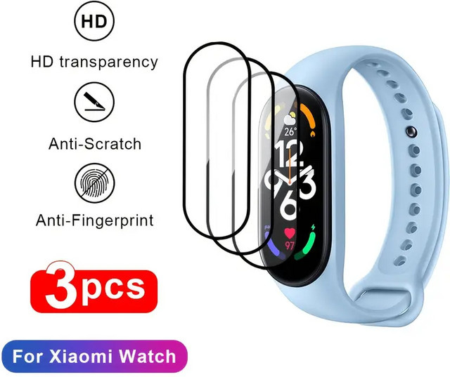 3D-Displayschutzfolie aus gehärtetem Glas für Xiaomi Mi Band 8 7 6 5 4 3 Smartwatch, transparent, Nano-beschichtet - Bild 1