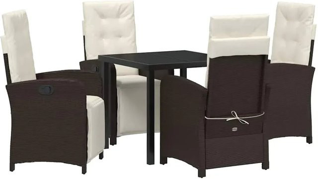 vidaXL Garten Essgruppe 5-teilig aus Poly-Rattan und Glas in Braun - Bild 1