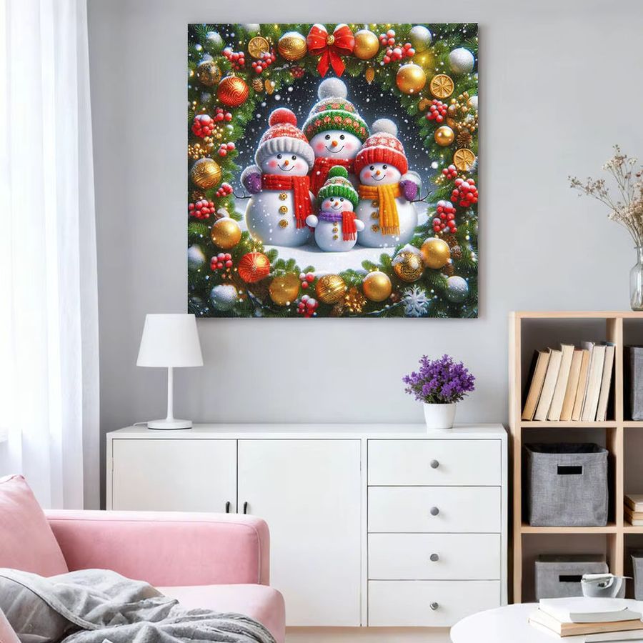 HUACAN Diamantmalerei Set Schneemann Landschaft mit Weihnachtsbaum als Wanddekor, Multicolor, 20 x 20 cm - Bild 3