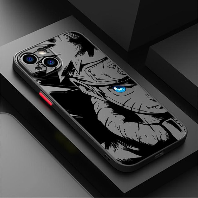Matte Handyhülle mit Anime Naruto Design für iPhone 16 Pro Max 15 Plus 14 13 Mini 12 11 XR in Schwarz - Bild 1