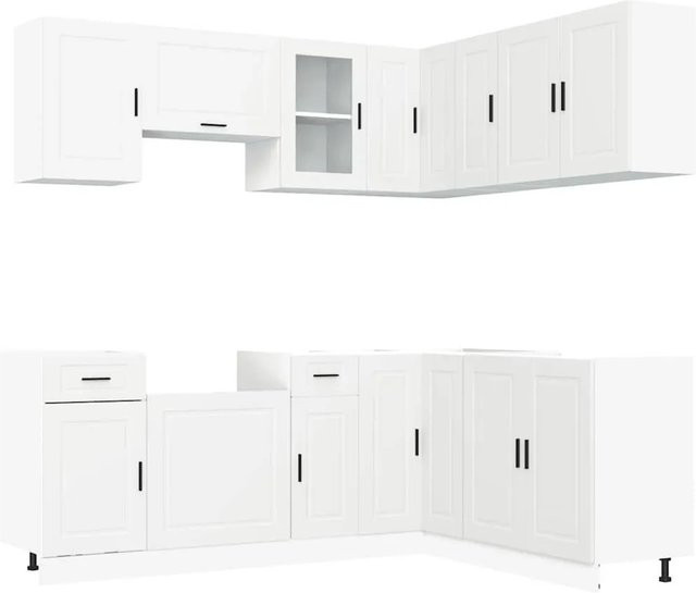 vidaXL Küchenschrank-Set Porto, 11-teilig, Weiß, Holzwerkstoff und Glas - Bild 1
