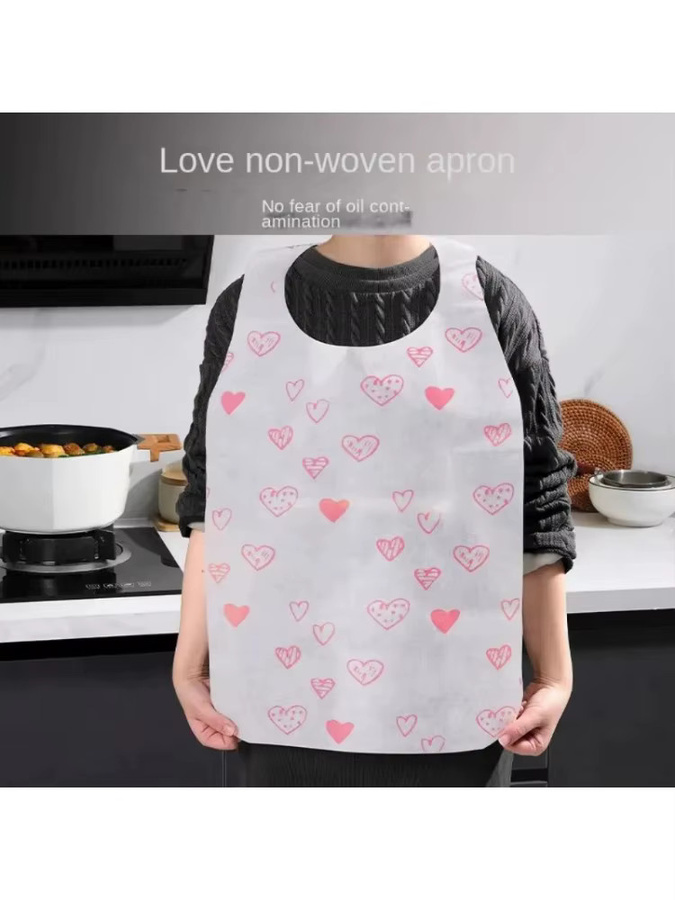 Einwegschürzen mit Herz-Aufdruck von jaysuing, doppellagig, ölbeständig und schmutzabweisend, Kochlätzchen für Küche und Grillparty - Bild 5