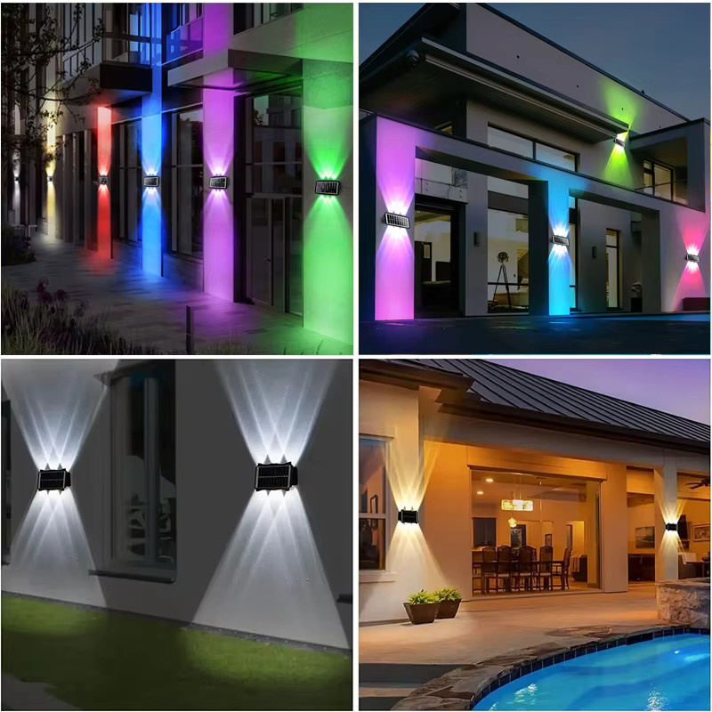 LINYILIGHT Solar-LED-Wandleuchte in Schwarz für Garten und Balkon mit Up-and-Down-Beleuchtung - Bild 5
