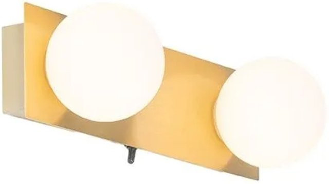QAZQA Cederic Moderne Wandleuchte Gold, 2-flammig, IP44, für Badezimmer, Höhe: 28 cm - Bild 1