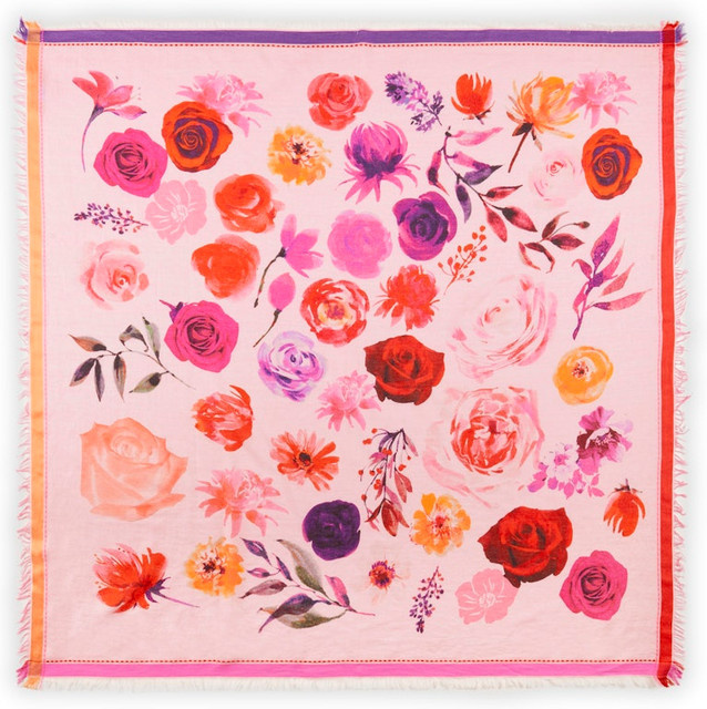 Codello Tuch Blumen Rosa, Baumwoll-Mix, 120x120 cm - Bild 1