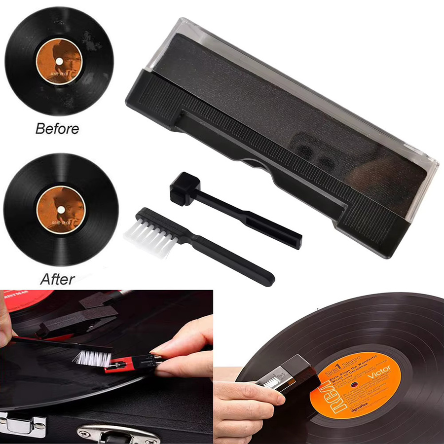 Shunmaii Antistatische Schallplattenreinigungsbürste in Schwarz zur Staubentfernung für Vinyl-Plattenspieler - Bild 2