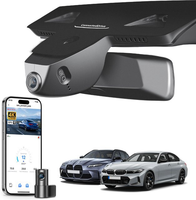 Mangoal 4K Dashcam für BMW 3er-Reihe Gen7 G20/28/G80 (2020-2026) mit GPS und WiFi, Schwarz - Bild 1