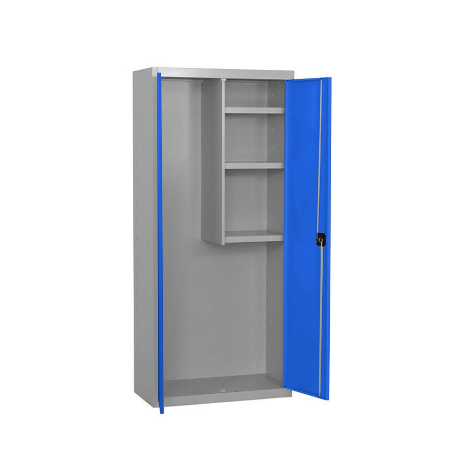 PROREGAL Putzmittelschrank AMEGO Metallschrank für den Haushalt mit Schloss und 3 Fachböden, Blau-Grau, H x B x T: 180 x 80 x 40 cm - Bild 2