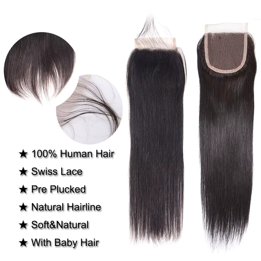 hairmoda Echthaar HD-Spitzenverschluss, brasilianisches glattes Haar, Unisex - Bild 7