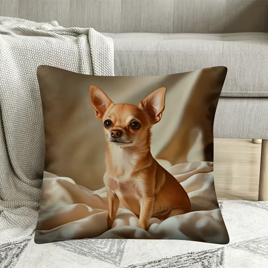 ZZN Vintage Chihuahua Hund Kissenbezug mit Reißverschluss, Mehrfarbig, B/H: 45 x 45 cm - Bild 2