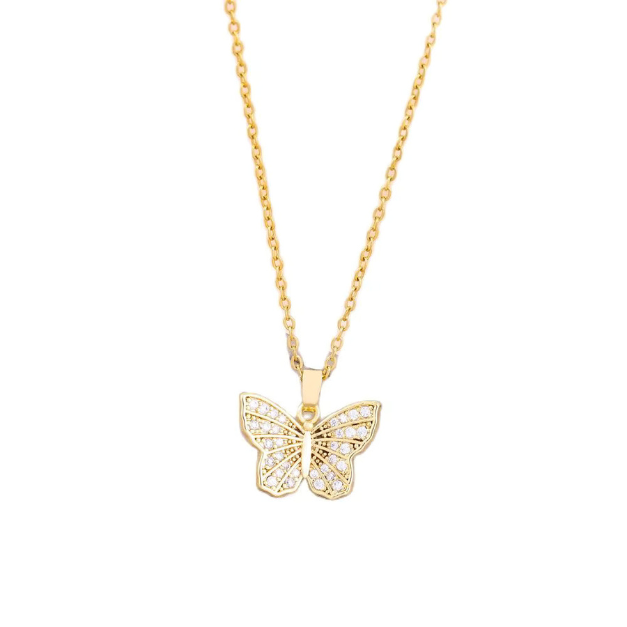 Marisa Halskette, Schmetterling Anhänger, Edelstahl, Gold, Zirkonia, Kristall, Damen - Bild 2