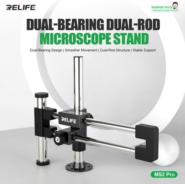 RELIFE MS2 Pro Doppelarm-Mikroskopständer aus Aluminium mit 360-Grad-Drehung für PCB-Löten und Telefonreparatur - Bild 1