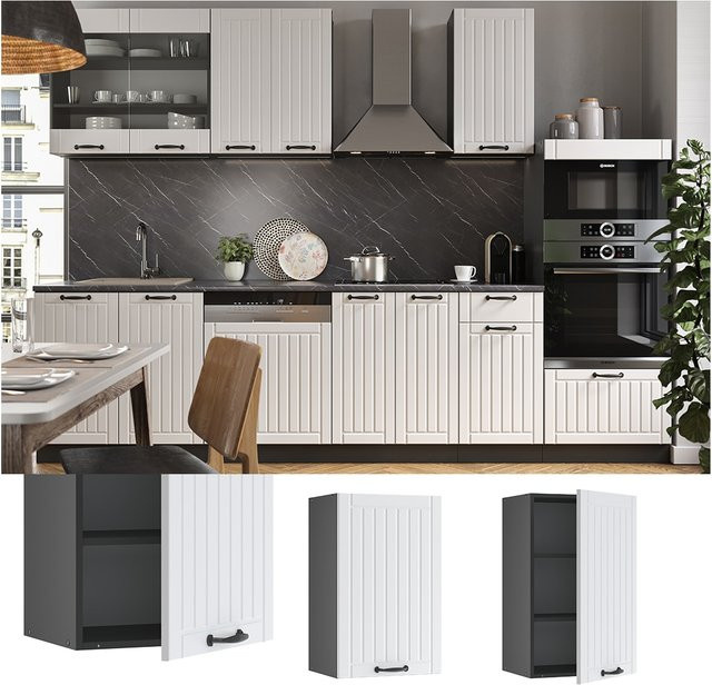 Vicco Hängeschrank Fame-Line Küchenschrank im Landhausstil Weiß Anthrazit Breite: 45 cm - Bild 1