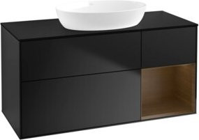 V&B Waschtischunterschrank Finion in Walnuss mit schwarzem Lack, Breite: 120 cm, Tiefe: 50,1 cm, Höhe: 50,1 cm - Bild 1