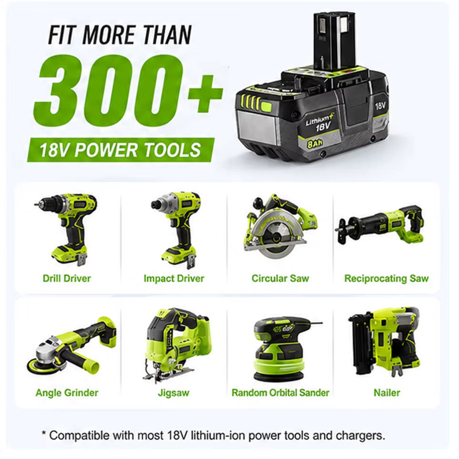 RYOBI kompatibler 18V 8000mAh Li-Ionen-Akku für Elektrowerkzeuge P108 P104 P107 RB18L50 RB18L20 - Bild 7